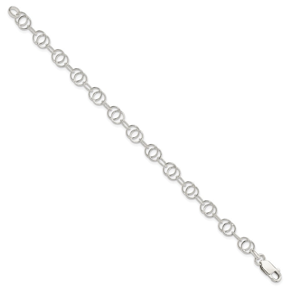 Sterling Silver Polished and Textured Fancy Link Bracelet