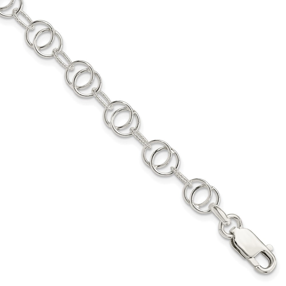 Sterling Silver Polished and Textured Fancy Link Bracelet