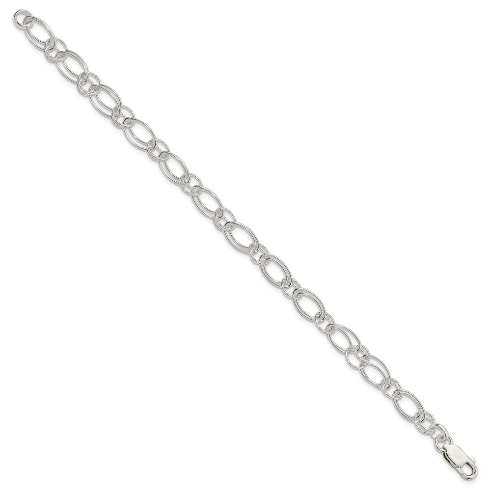 Sterling Silver Polished Double Oval Link Bracelet