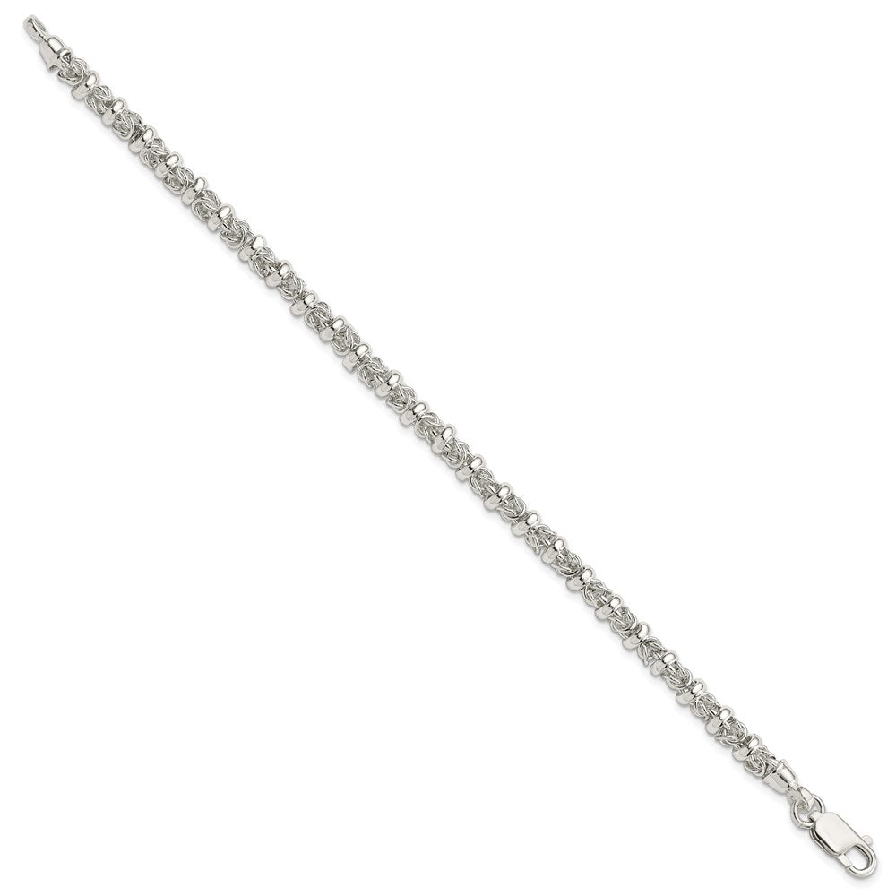 Sterling Silver Polished Fancy Ring Byzantine Link Bracelet