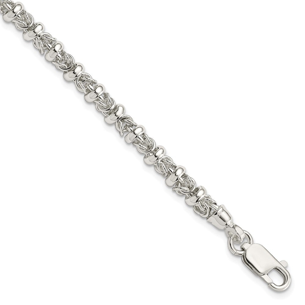 Sterling Silver Polished Fancy Ring Byzantine Link Bracelet