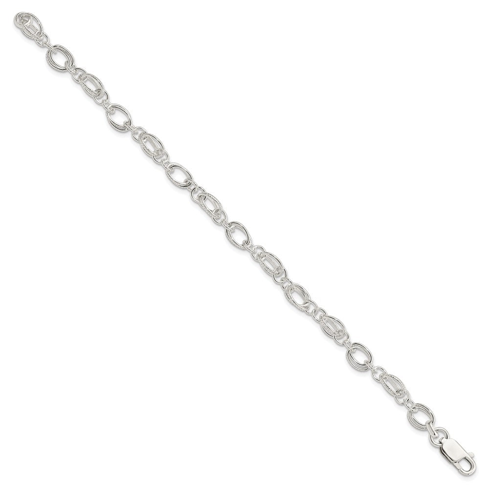 Sterling Silver Polished and Textured Fancy Bracelet