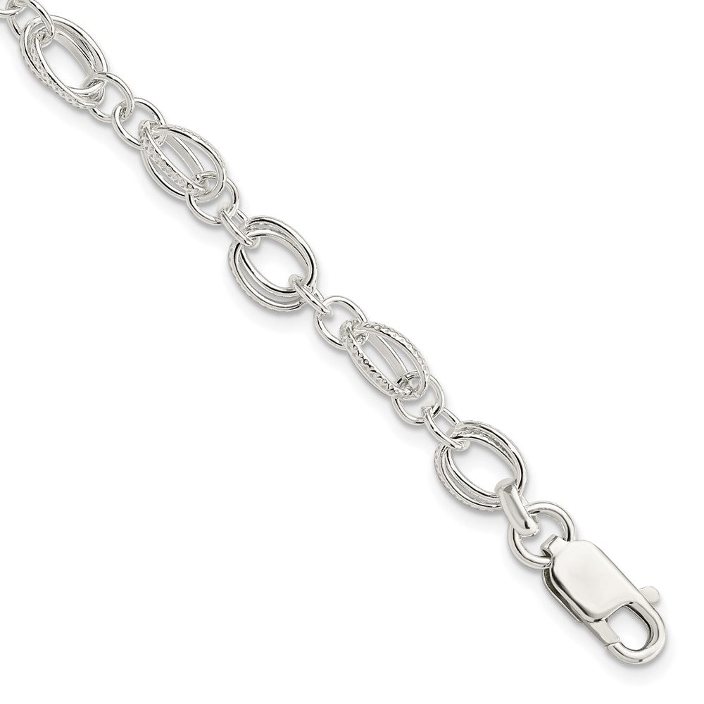 Sterling Silver Polished and Textured Fancy Bracelet