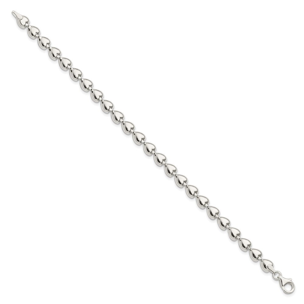 Sterling Silver Polished Heart Link Bracelet