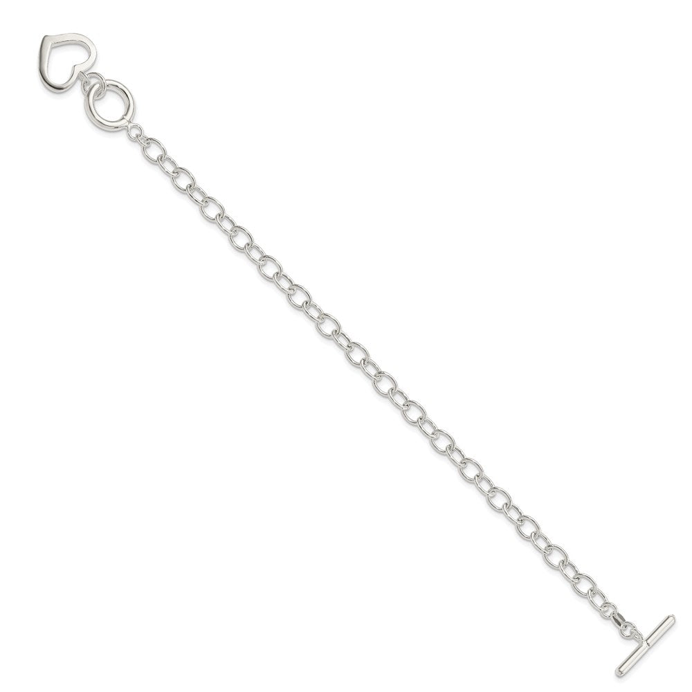Sterling Silver Cable Link Heart Toggle Bracelet