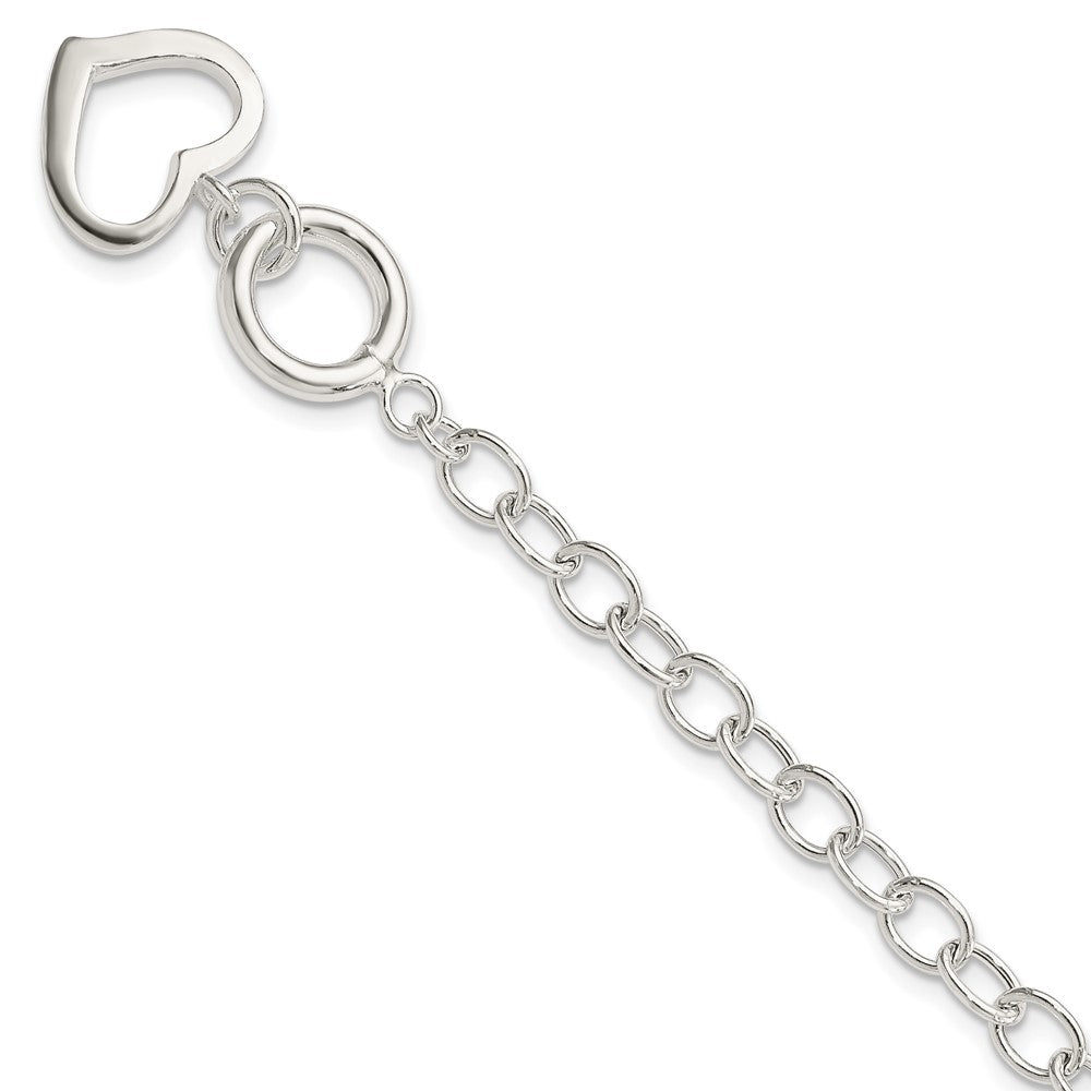 Sterling Silver Cable Link Heart Toggle Bracelet