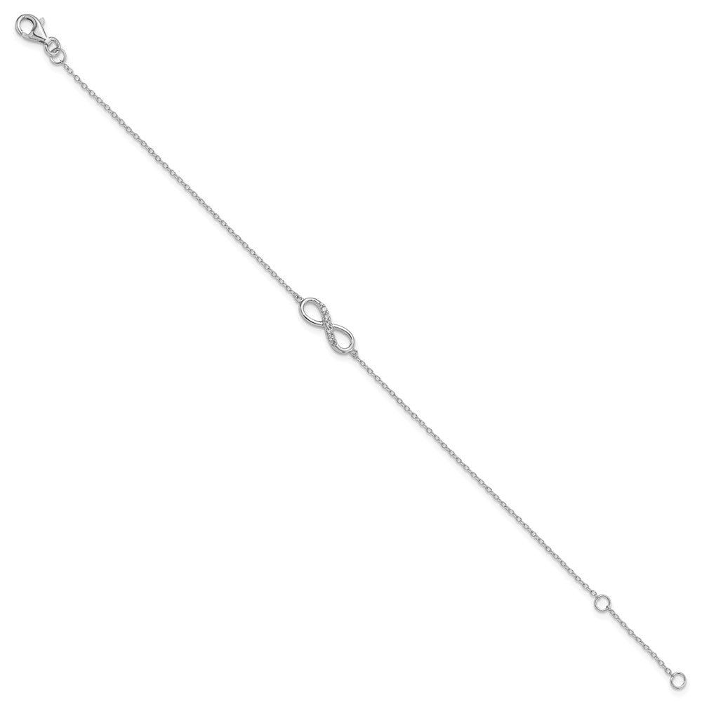 Sterling Silver Rhodium-plated CZ Infinity with Extension Bracelet