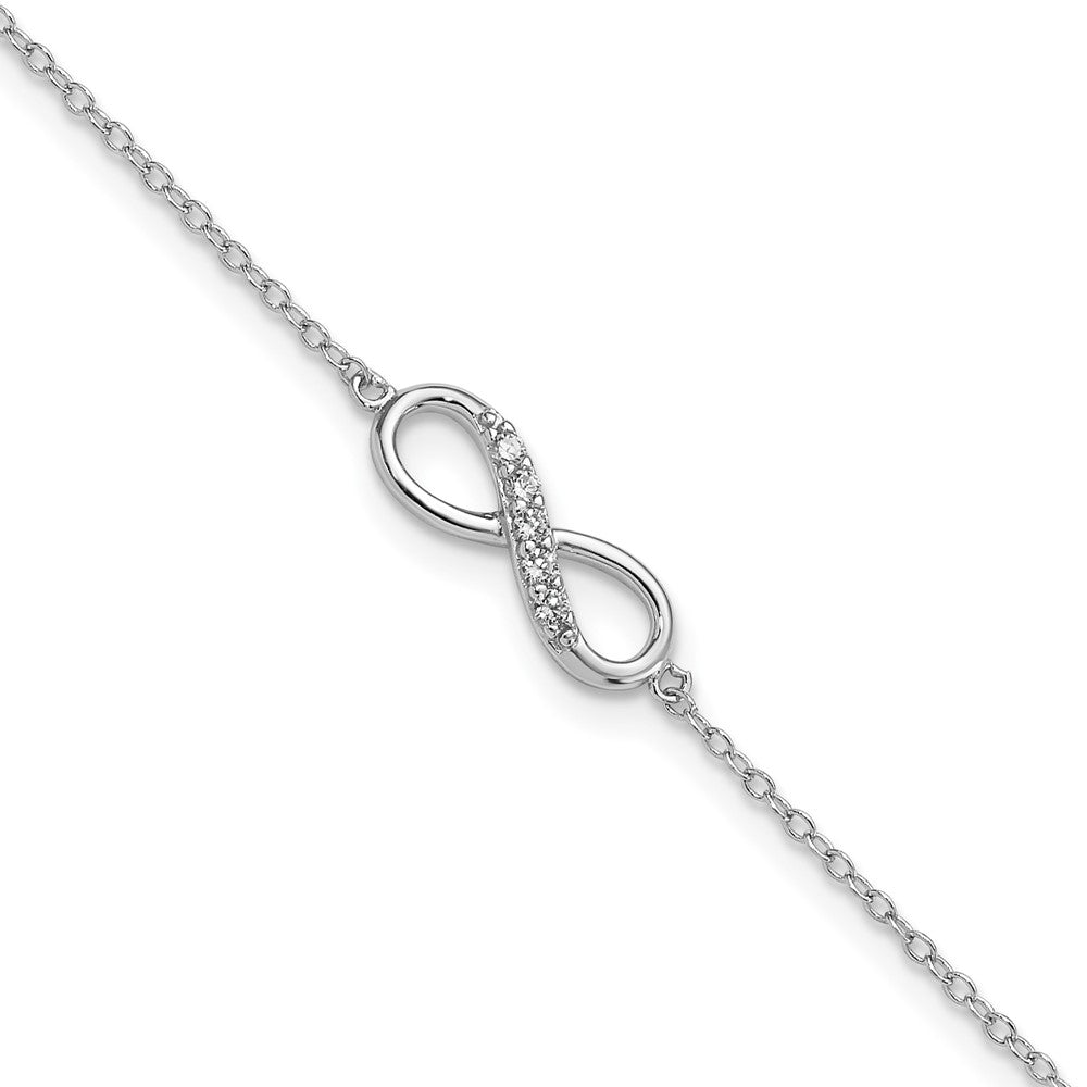Sterling Silver Rhodium-plated CZ Infinity with Extension Bracelet