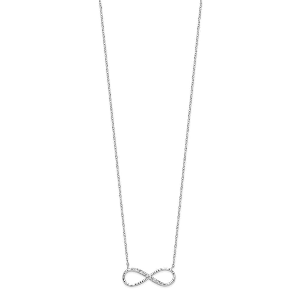 Sterling Silver Rhodium-plated with CZ Infinity w/ 2 IN EXT Necklace