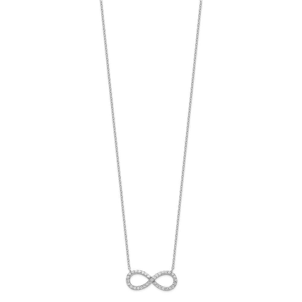 Sterling Silver Rhodium-plated CZ Infinity with Extension Necklace