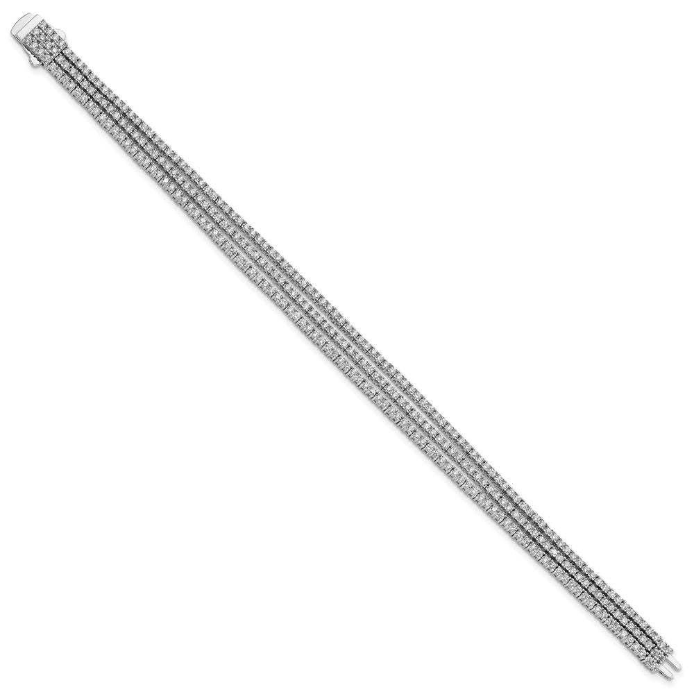 Sterling Shimmer Sterling Silver Rhodium-plated 300 Stone CZ 3 Strand Bracelet
