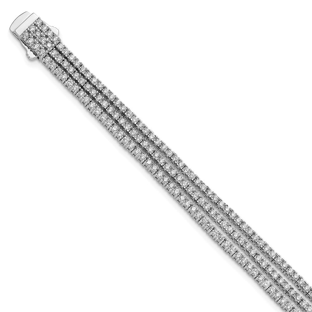 Sterling Shimmer Sterling Silver Rhodium-plated 300 Stone CZ 3 Strand Bracelet