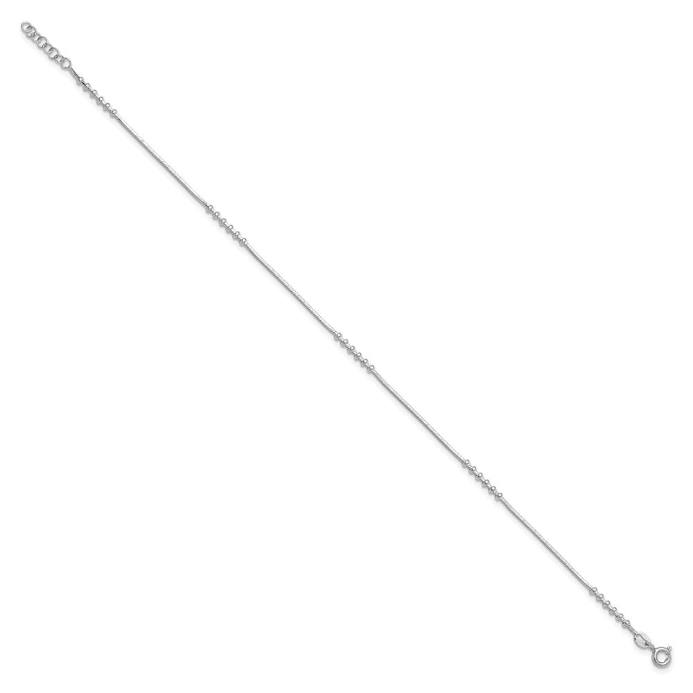Sterling Silver Rhodium-plated Beaded Plus extender - Total Anklet