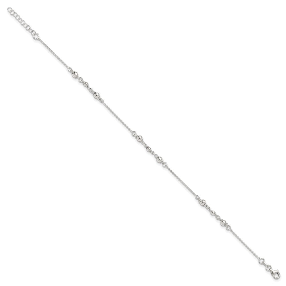 Sterling Silver Polished w/. Ext. Fancy Anklet