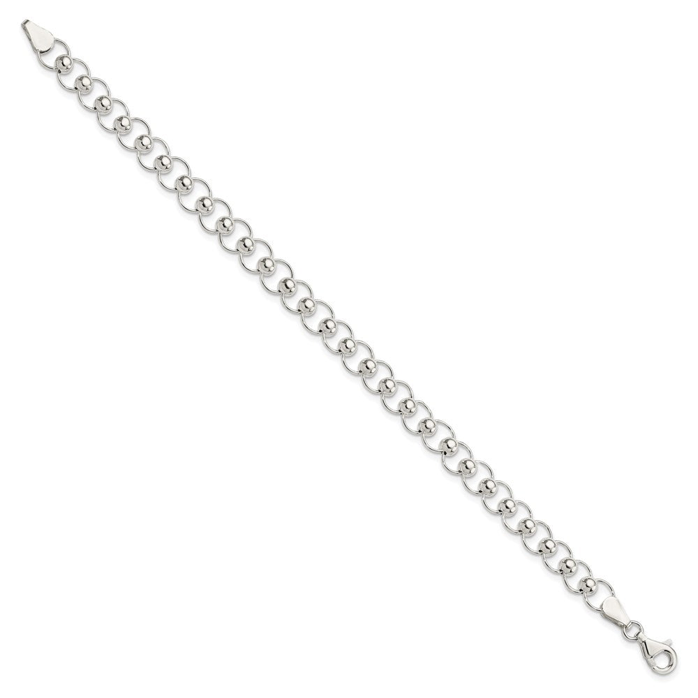 Sterling Silver Polished Beaded Link Bracelet