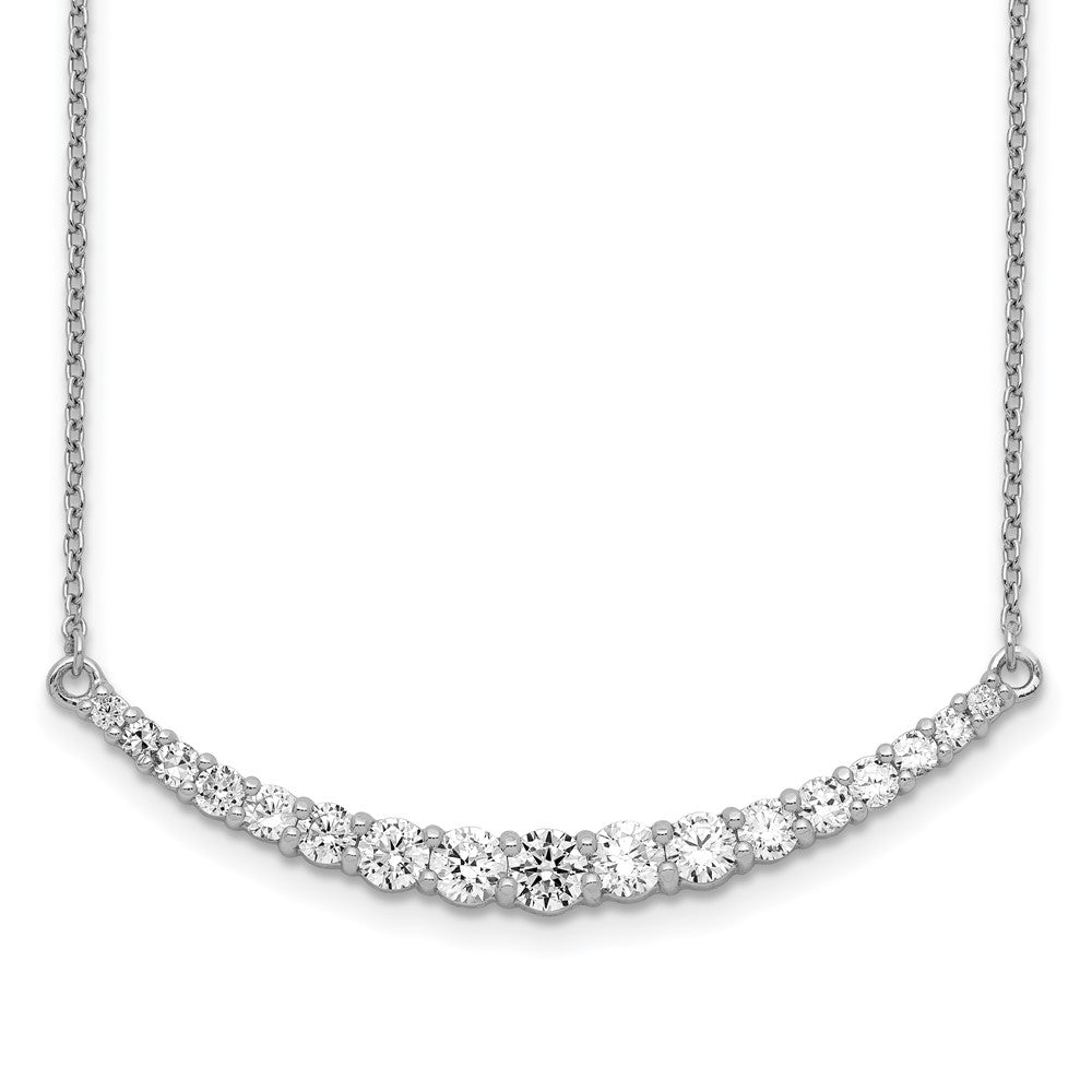 Sterling Silver Rhodium-plated CZ w/ ext. Bar Necklace