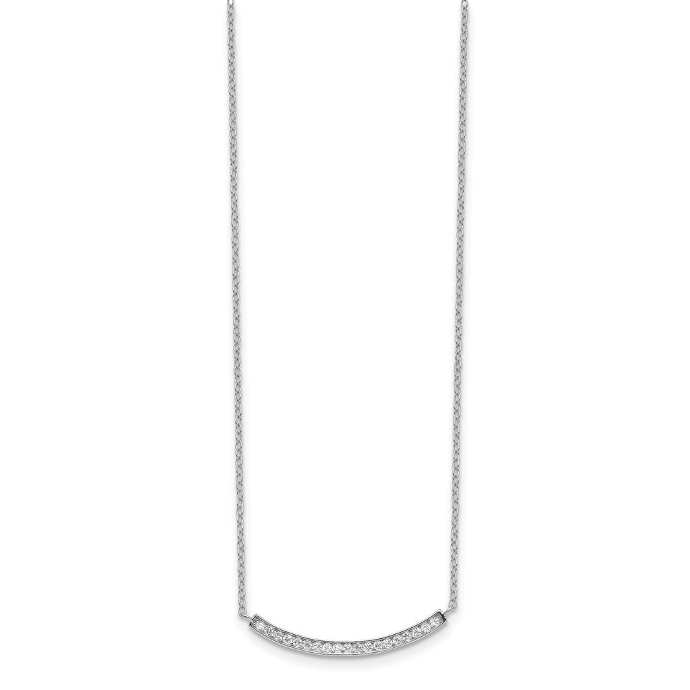 Sterling Silver Rhodium-plated CZ Fancy Bar Necklace