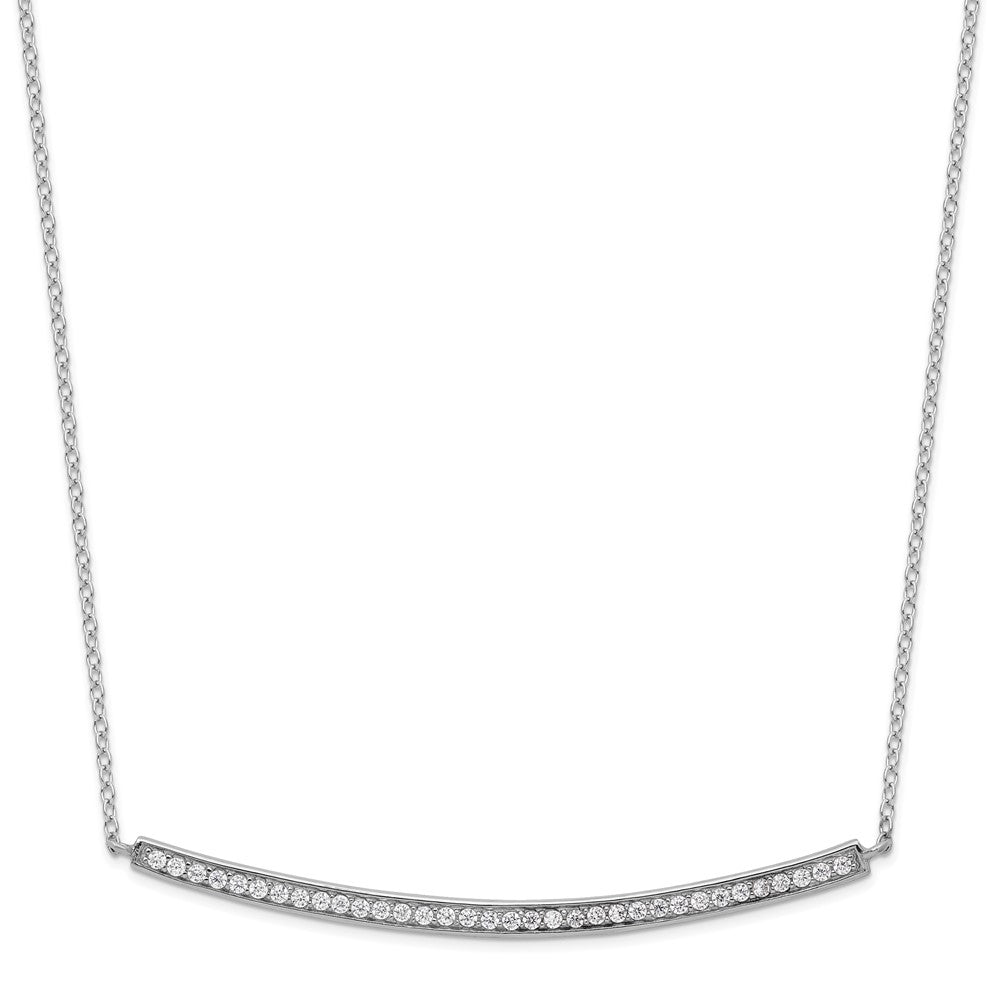 Sterling Silver Rhodium-plated CZ w/ ext. Bar Necklace