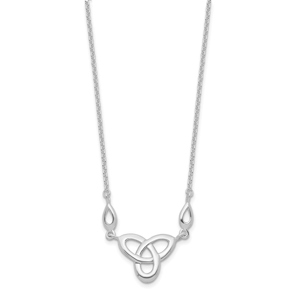 Sterling Silver Rhodium-plated Polished Celtic Knot Necklace with extension