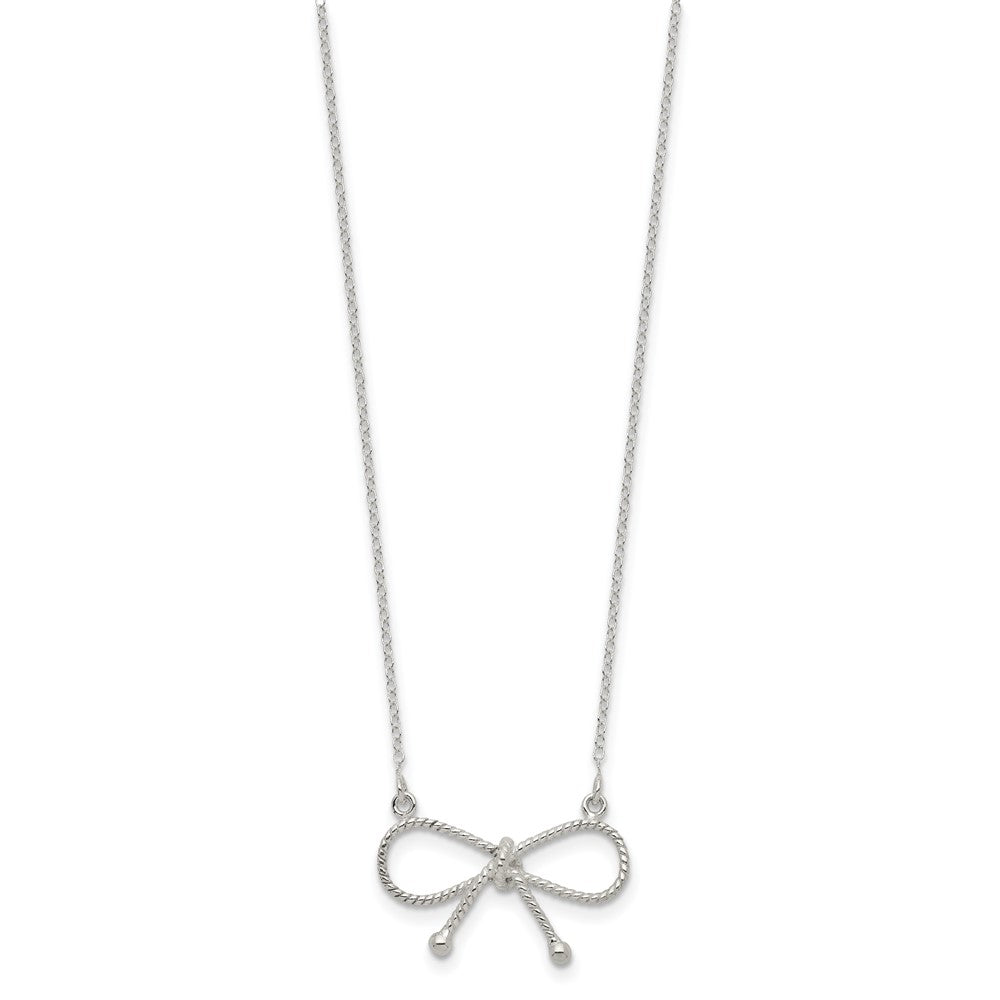 Sterling Silver Polished Bow Necklace