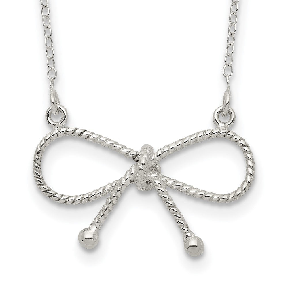 Sterling Silver Polished Bow Necklace