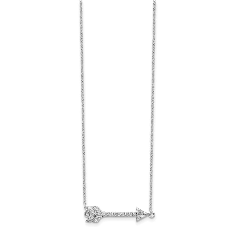 Sterling Silver Rhodium-plated CZ Arrow with Extension Necklace