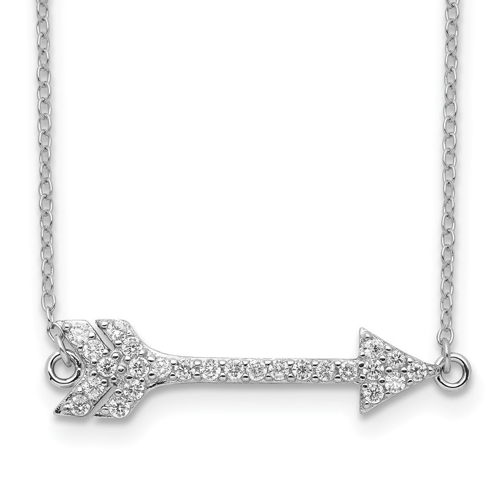 Sterling Silver Rhodium-plated CZ Arrow w/ ext. Necklace