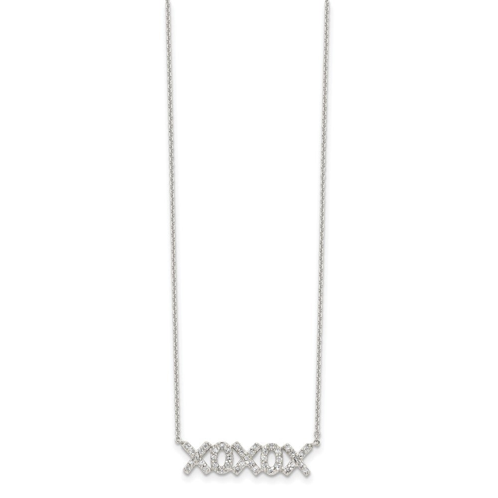 Sterling Silver Polished CZ XOXOX Necklace