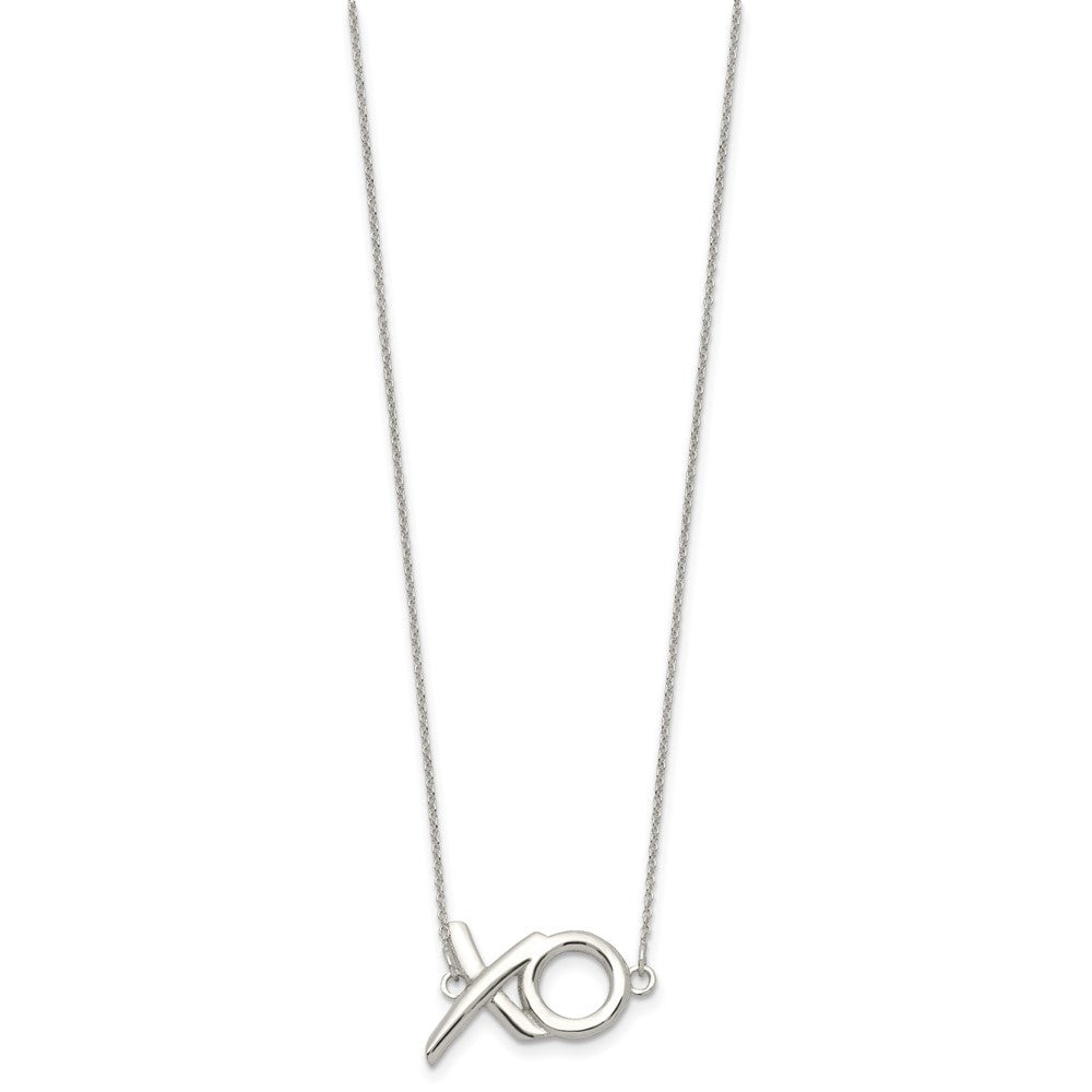 Sterling Silver Polished XO w/. Ext. Necklace