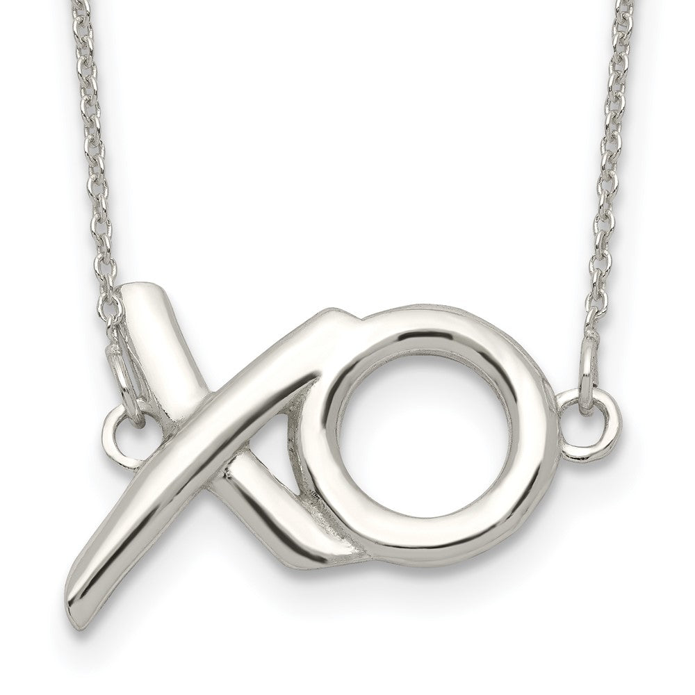 Sterling Silver Polished XO w/. Ext. Necklace