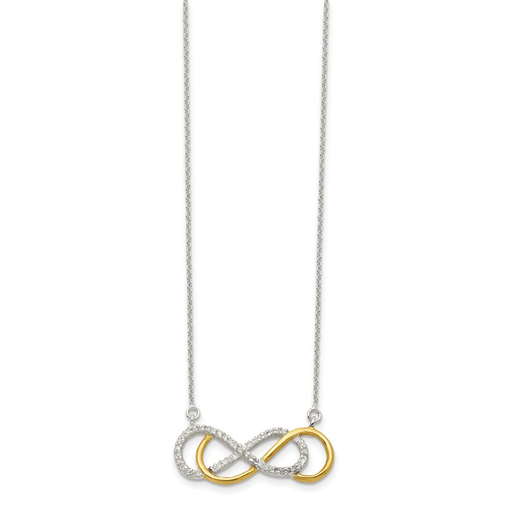 Sterling Silver Flash Gold-plated CZ Double Infinity Symbol Necklace