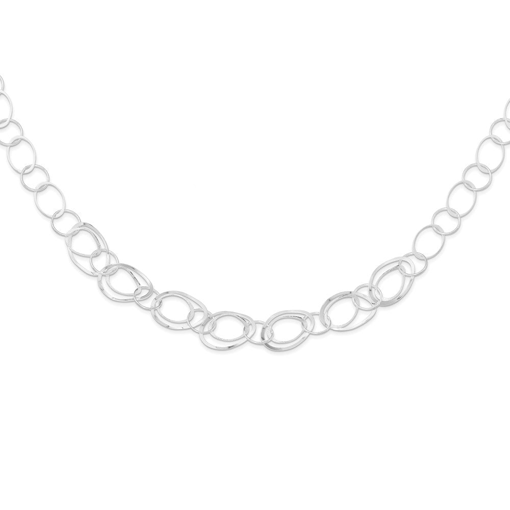 Sterling Silver Polished Fancy Circle Necklace