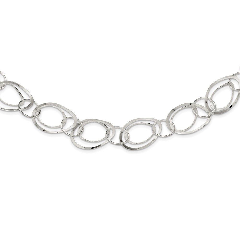 Sterling Silver Polished Fancy Circle Necklace