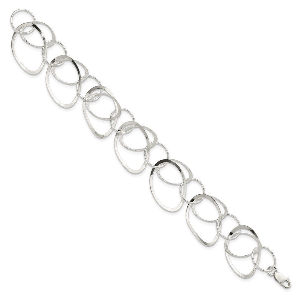 Sterling Silver Polished and Textured Circle Bracelet