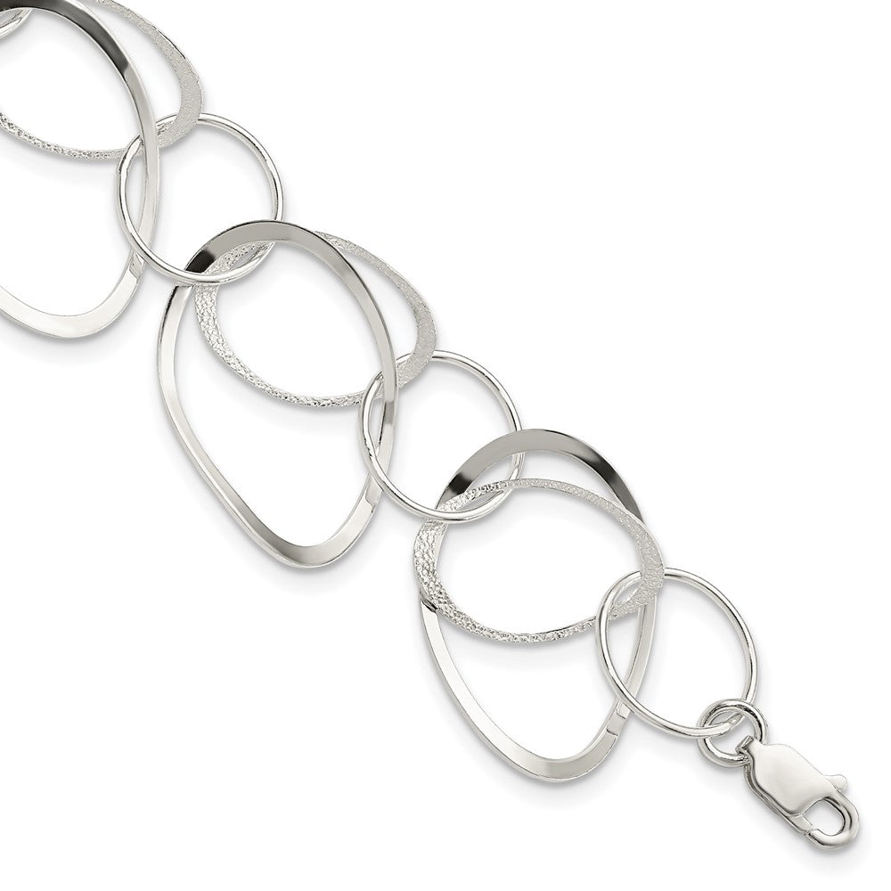 Sterling Silver Polished and Textured Circle Bracelet