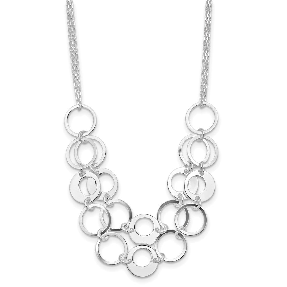 Sterling Silver Textured 2 Strand Circles w/ ext Necklace