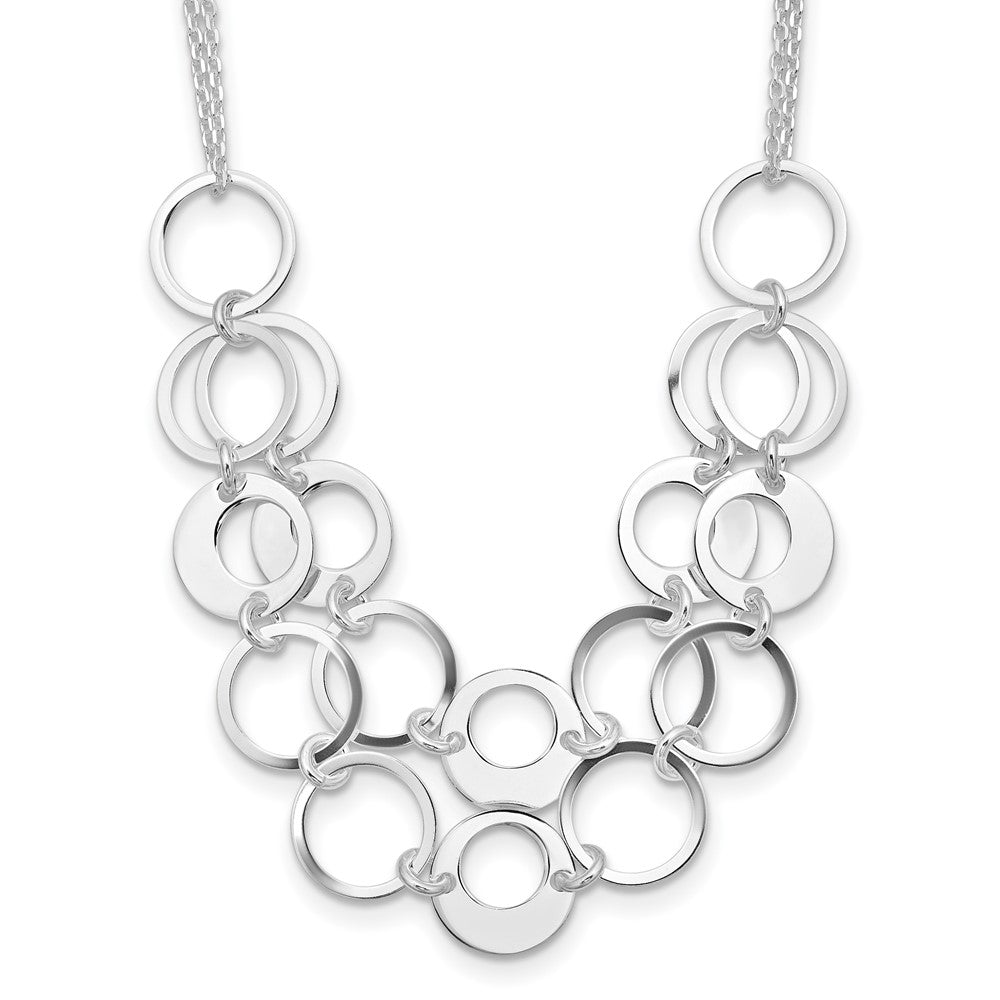 Sterling Silver Textured 2 Strand Circles w/ ext Necklace