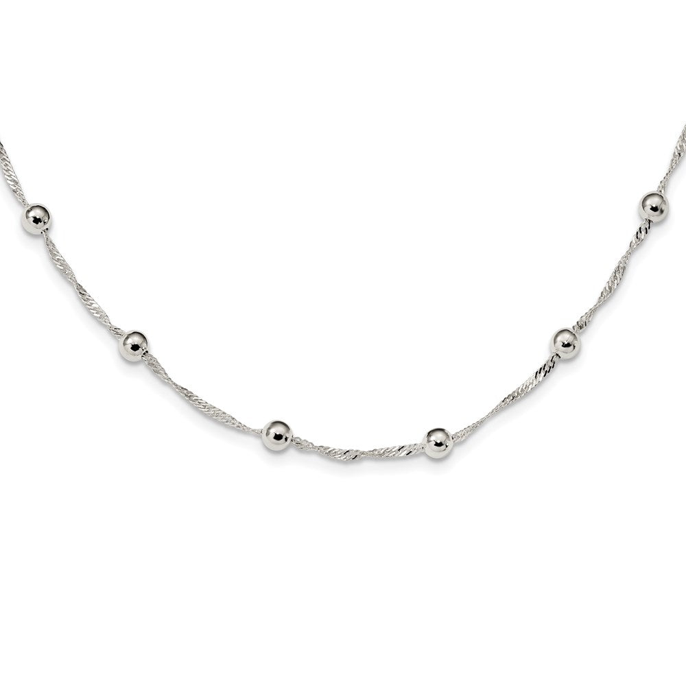 Sterling Silver Polished Beaded Necklace