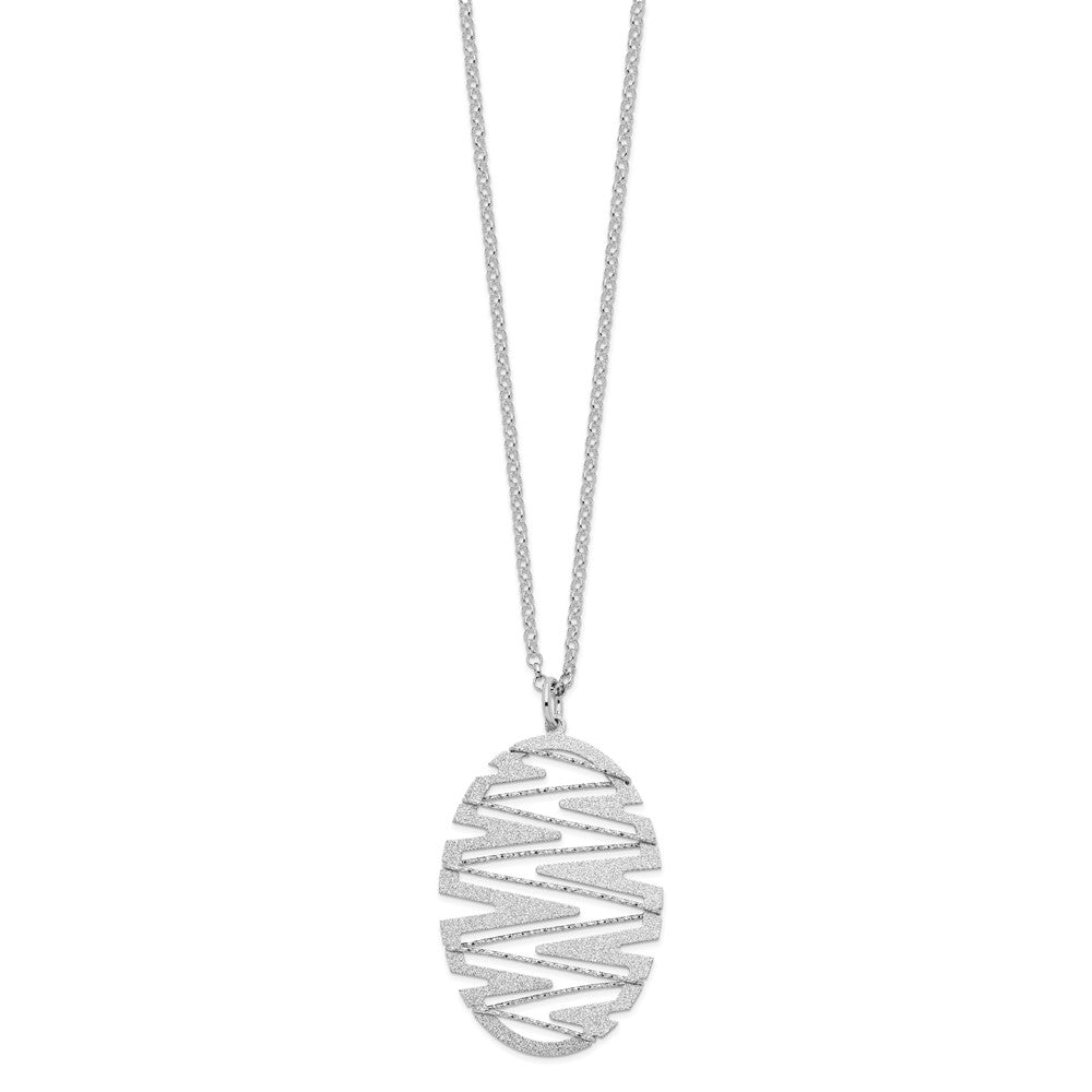 Sterling Silver Rhodium-plated Satin D/C Necklace