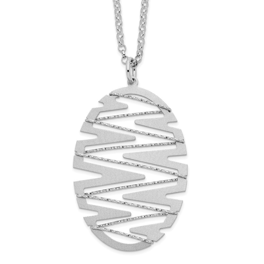 Sterling Silver Rhodium-plated Satin D/C Necklace