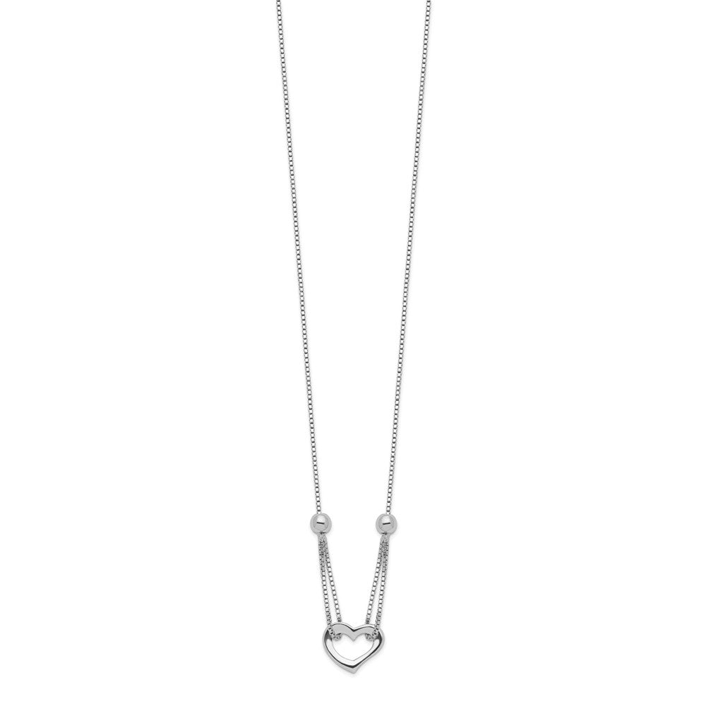 Sterling Silver Rhodium-plated Heart w/Box Chain Necklace