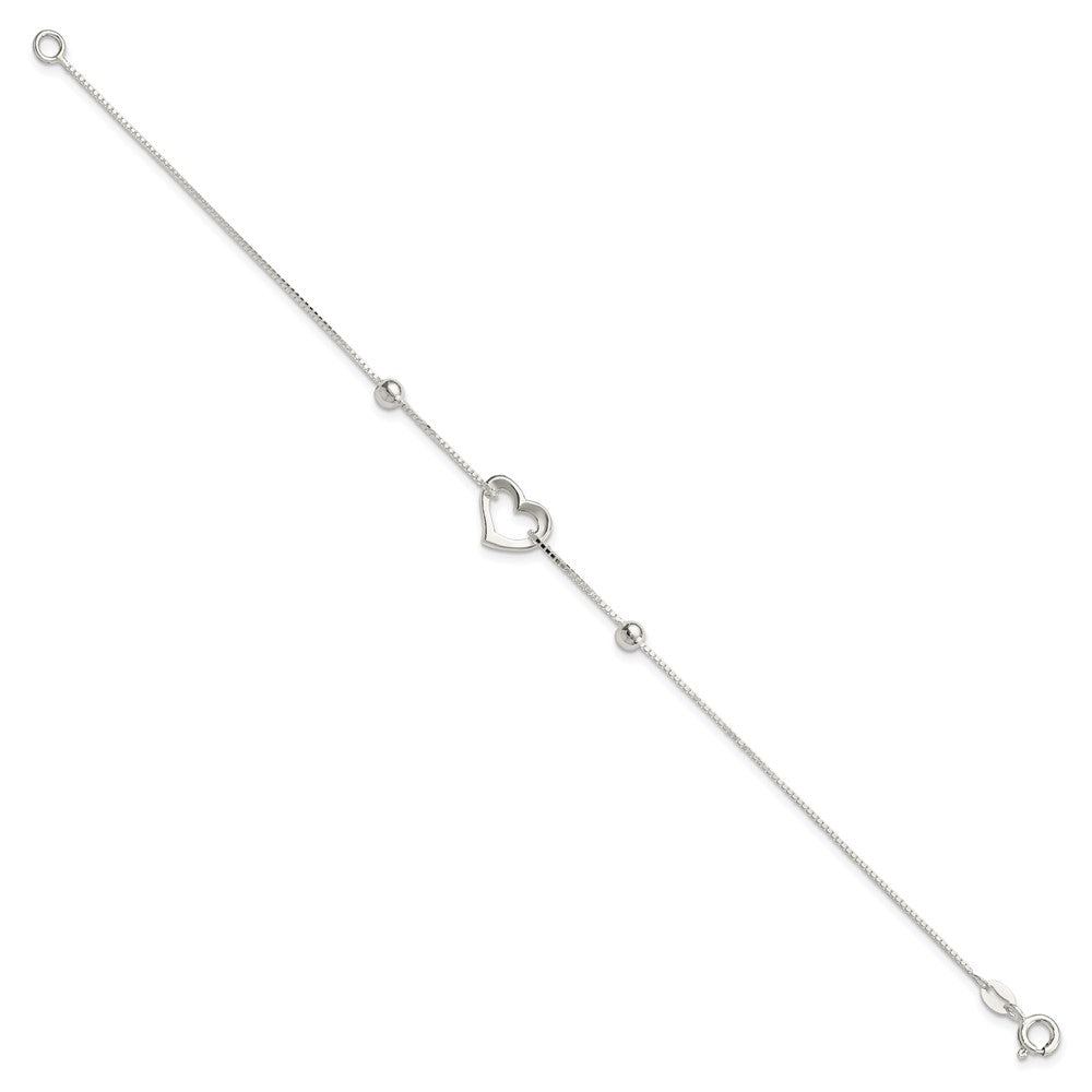 Sterling Silver Heart w/Box Chain Bracelet