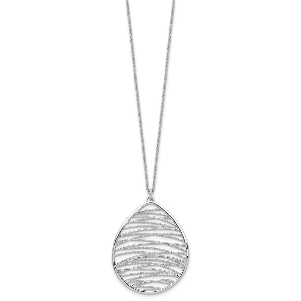 Sterling Silver Rhodium-plated Polished w/ Ext. Necklace