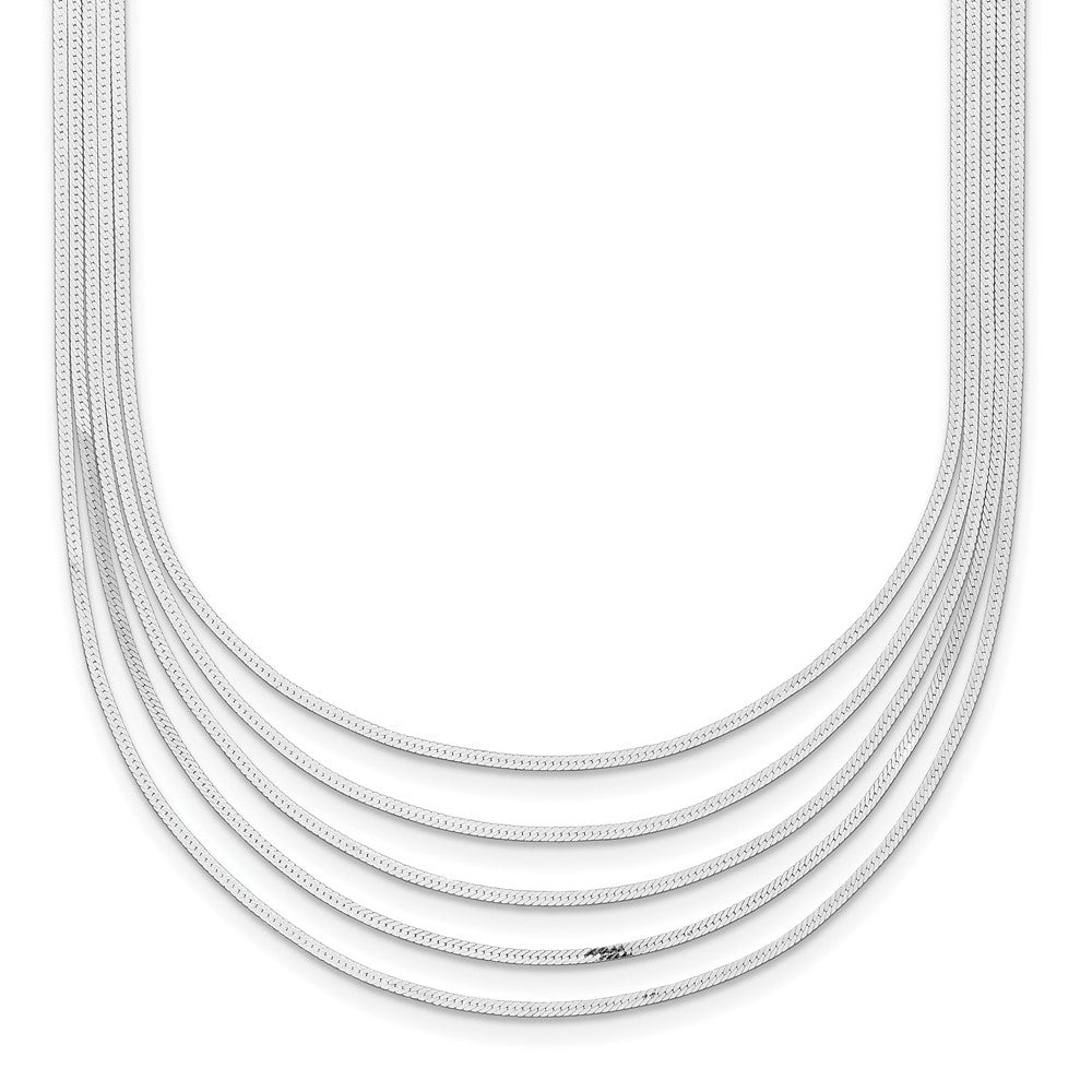 Sterling Silver 5-Strand Herringbone Chain w/ ext Necklace