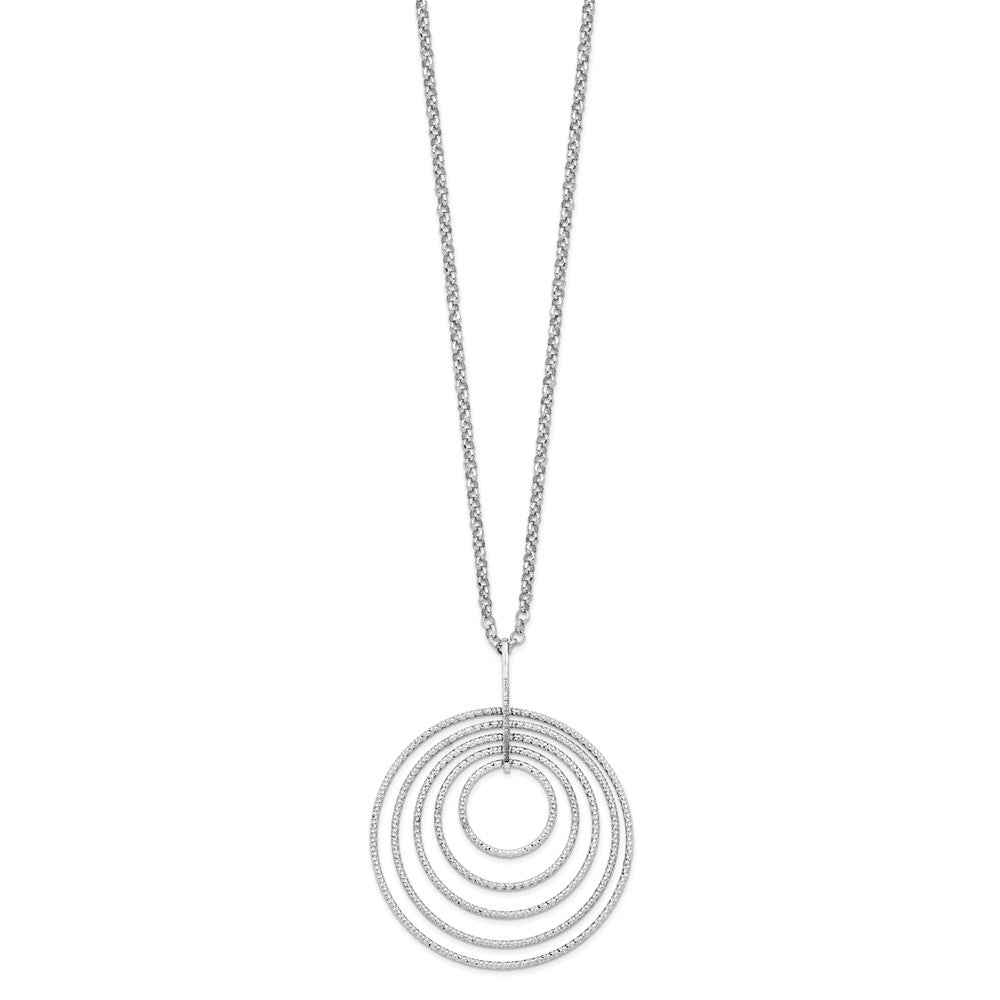 Sterling Silver Rhodium-plated D/C Multi-Circles w/ ext Necklace