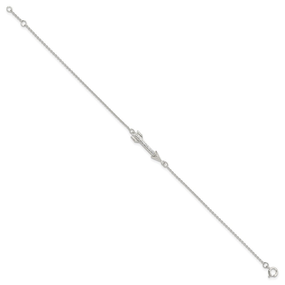 Sterling Silver CZ w/.25 ext Arrow Bracelet