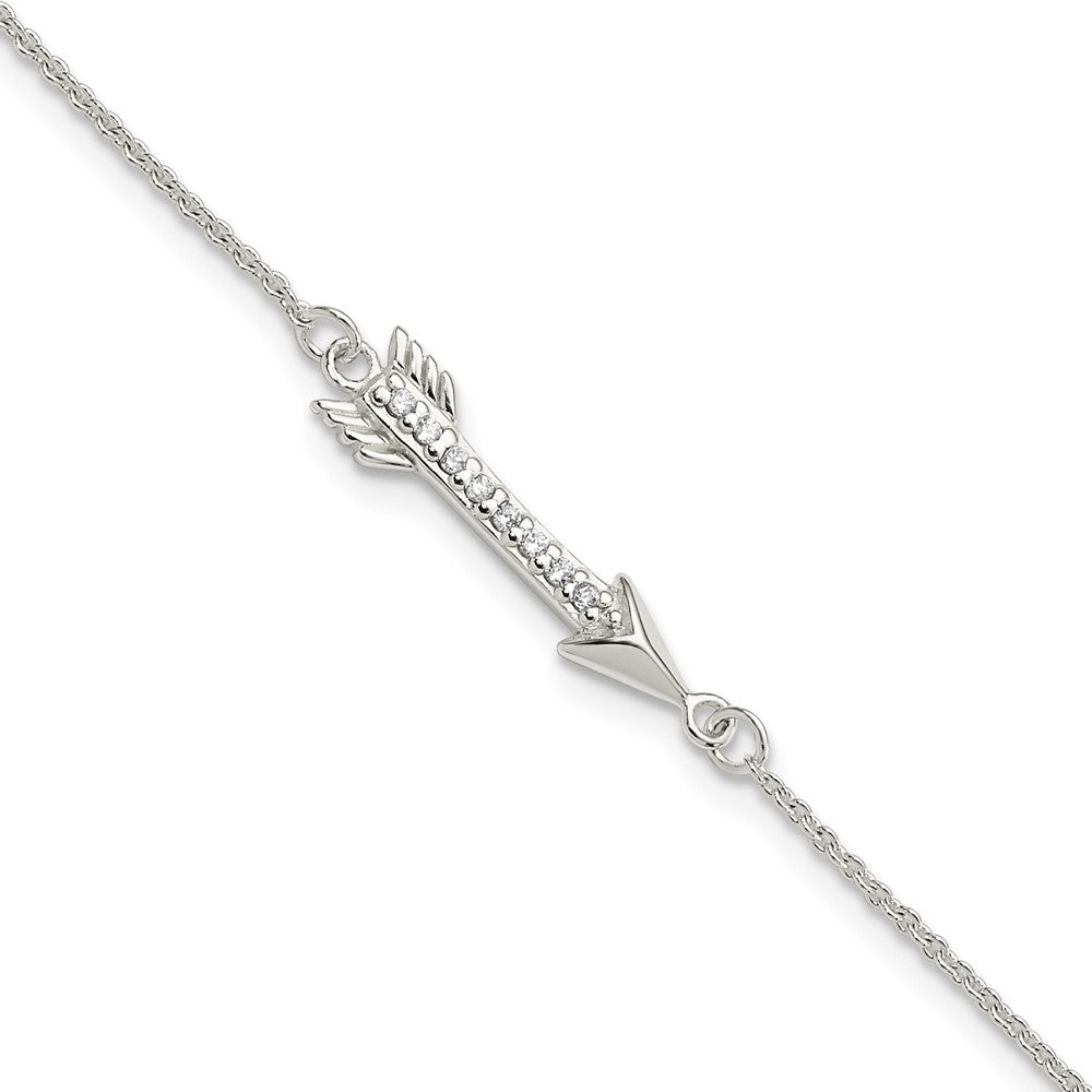 Sterling Silver CZ w/.25 ext Arrow Bracelet