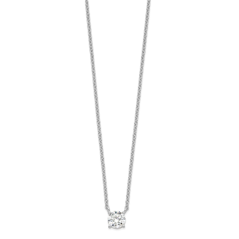 Sterling Silver Rhodium-plated Polished Round CZ with Extension Necklace