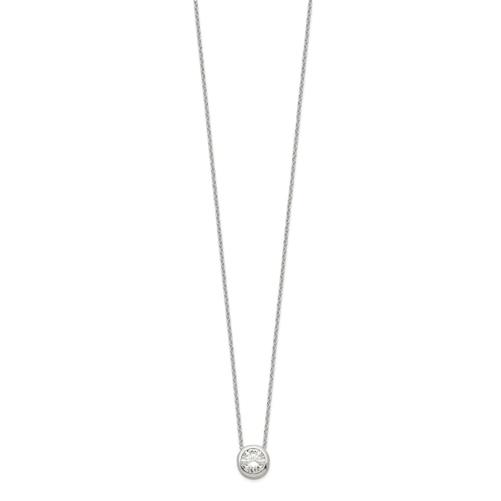 Sterling Silver Polished Bezel-set Round CZ Necklace
