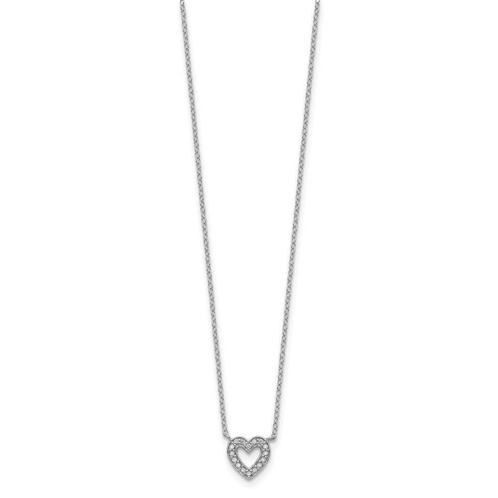 Sterling Silver Rhodium-plated CZ Open Heart Necklace